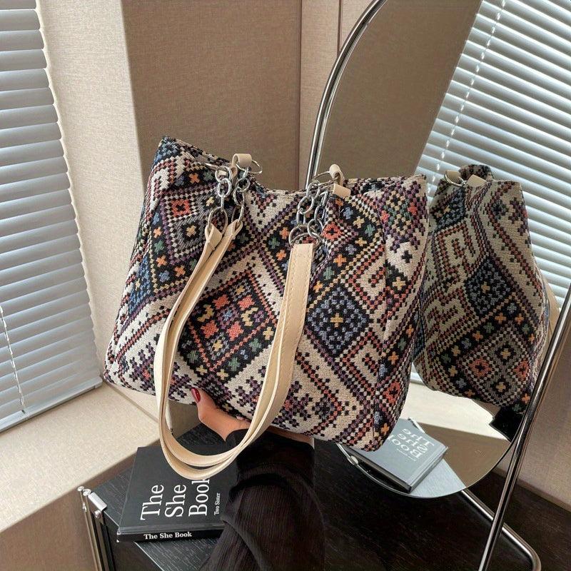 Vintage Ethnic Style Tote Bag Large Capacity Hobo Bag Women's Bohemian