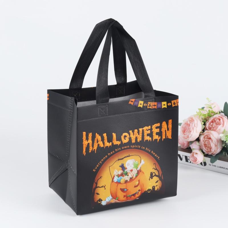 6PCS Halloween Trick Or Treat Bags Cartoon Pattern Storage Handbags