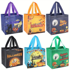 6PCS Halloween Trick Or Treat Bags Cartoon Pattern Storage Handbags