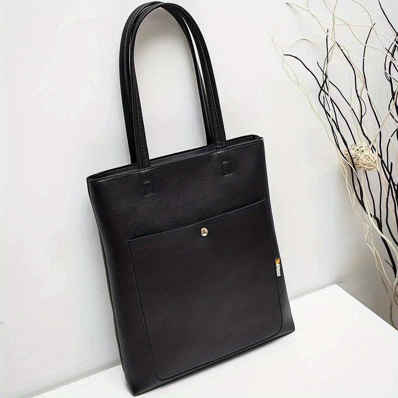 Large Capacity PU Leather Tote Bag Textured Shoulder Bag