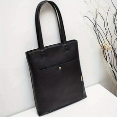 Large Capacity PU Leather Tote Bag Textured Shoulder Bag