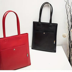 Large Capacity PU Leather Tote Bag Textured Shoulder Bag