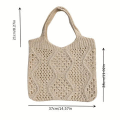 Hollow Out Crochet Tote Bag for Women Knitted Woven Shoulder Bag