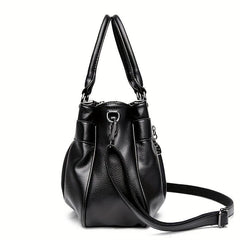 Solid Zipper Tote Bag Ruched Large Capacity Adjustable Strap Shoulder Bag