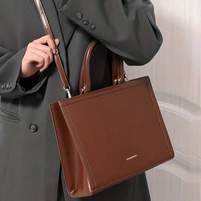 Solid Retro Tote Bag Large Capacity Satchel Bag Women's Handbag