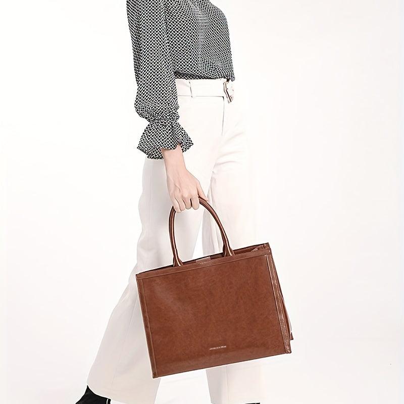 Solid Retro Tote Bag Large Capacity Satchel Bag Women's Handbag
