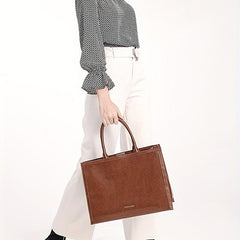 Solid Retro Tote Bag Large Capacity Satchel Bag Women's Handbag