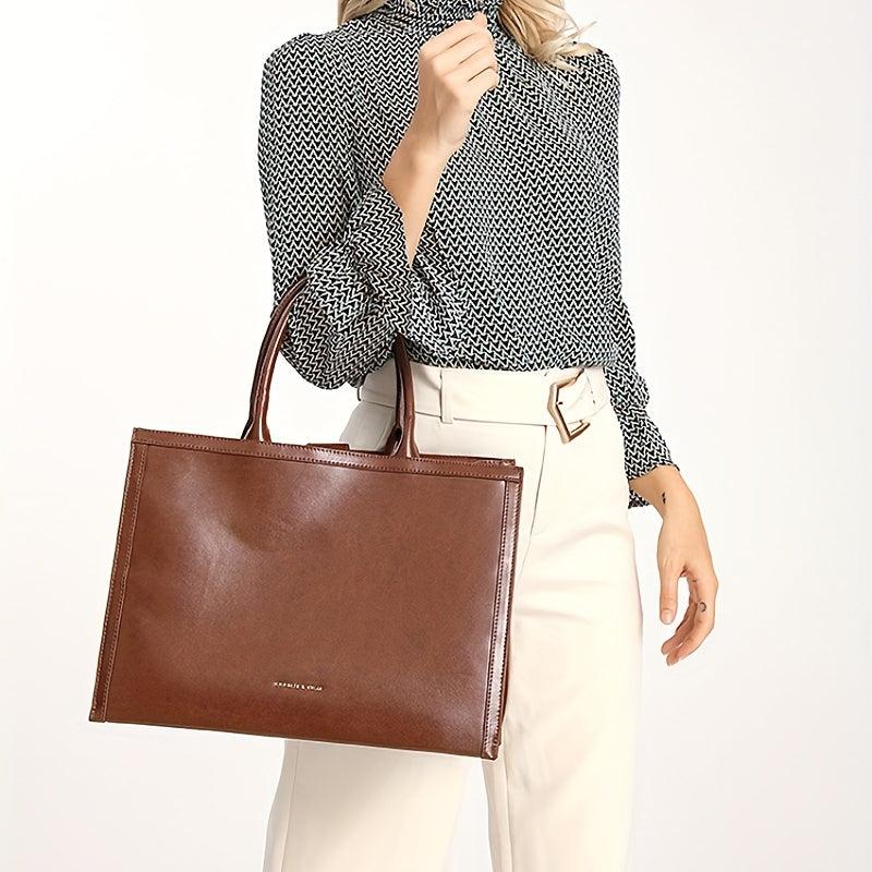 Solid Retro Tote Bag Large Capacity Satchel Bag Women's Handbag