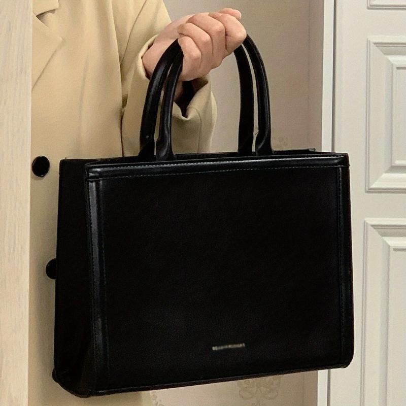 Solid Retro Tote Bag Large Capacity Satchel Bag Women's Handbag