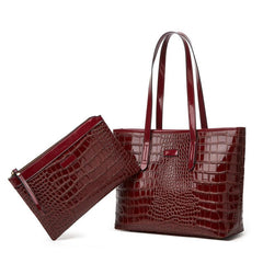 Crocodile Pattern Tote Bag Large capacity Faux Leather Shoulder Bag