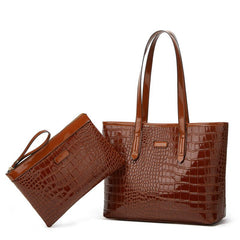 Crocodile Pattern Tote Bag Large capacity Faux Leather Shoulder Bag