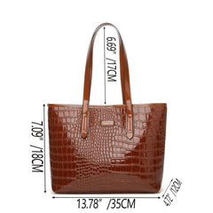 Crocodile Pattern Tote Bag Large capacity Faux Leather Shoulder Bag