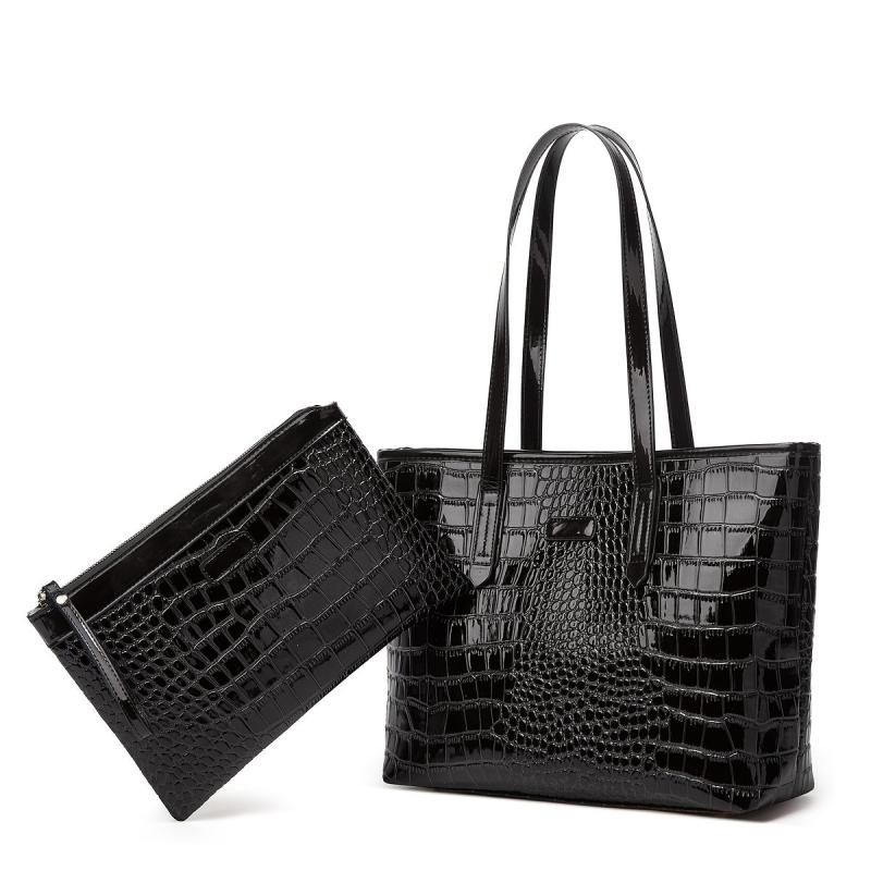 Crocodile Pattern Tote Bag Large capacity Faux Leather Shoulder Bag