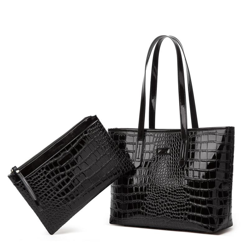 Crocodile Pattern Tote Bag Large capacity Faux Leather Shoulder Bag