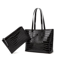 Crocodile Pattern Tote Bag Large capacity Faux Leather Shoulder Bag