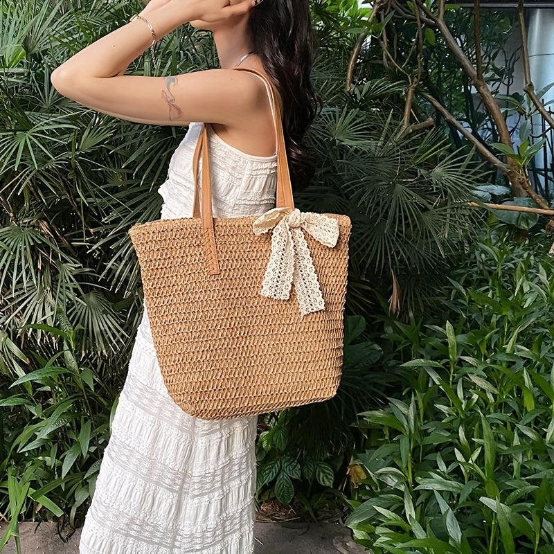 Boho Straw Bag Large Capacity Summer Beach Tote