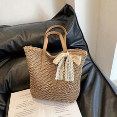Boho Straw Bag Large Capacity Summer Beach Tote