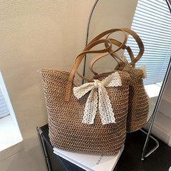 Boho Straw Bag Large Capacity Summer Beach Tote
