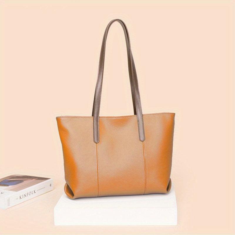 Large Capacity Shoulder Bag Textured Zipper Tote