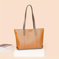 Large Capacity Shoulder Bag Textured Zipper Tote