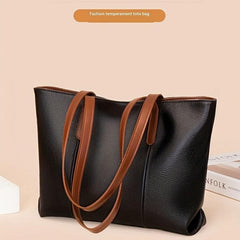Large Capacity Shoulder Bag Textured Zipper Tote