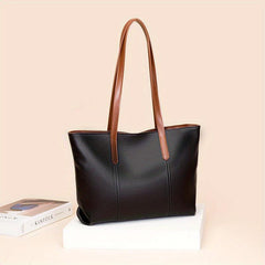 Large Capacity Shoulder Bag Textured Zipper Tote