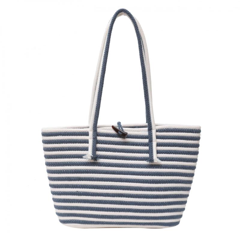 Summer Stripes Woven Tote Bag Beach Shoulder Bag Boho Style
