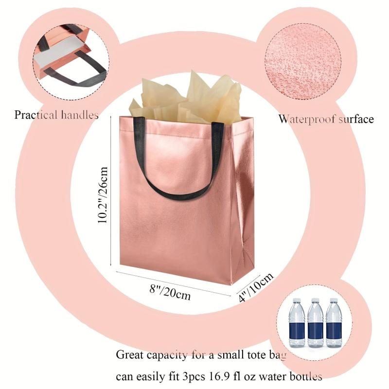 6Pcs Rose Gift Bags Reusable Party Favor Bags Lightweight Birthday Storage Handb