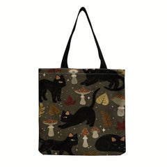 Cartoon Cat Print Durable Tote Bag