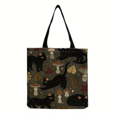 Cartoon Cat Print Durable Tote Bag