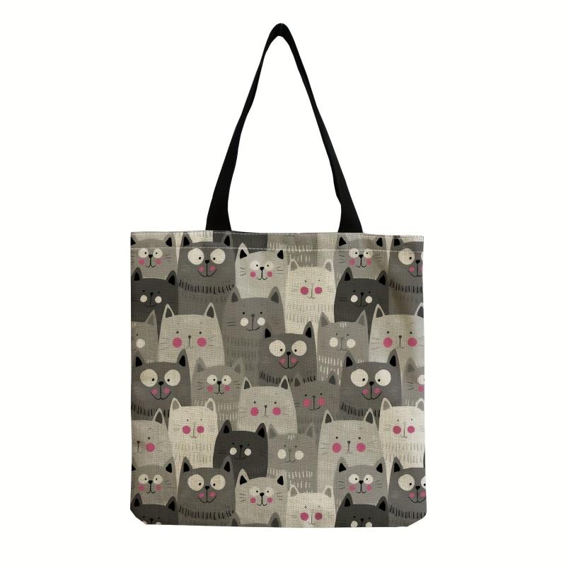 Cartoon Cat Print Durable Tote Bag