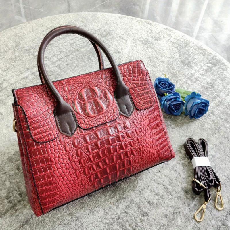 Vintage Crocodile Embossed Tote Bag for Work