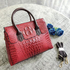 Vintage Crocodile Embossed Tote Bag for Work