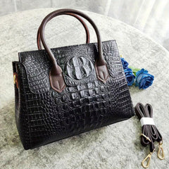 Vintage Crocodile Embossed Tote Bag for Work