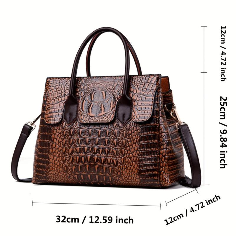 Vintage Crocodile Embossed Tote Bag for Work