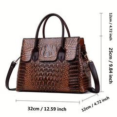 Vintage Crocodile Embossed Tote Bag for Work