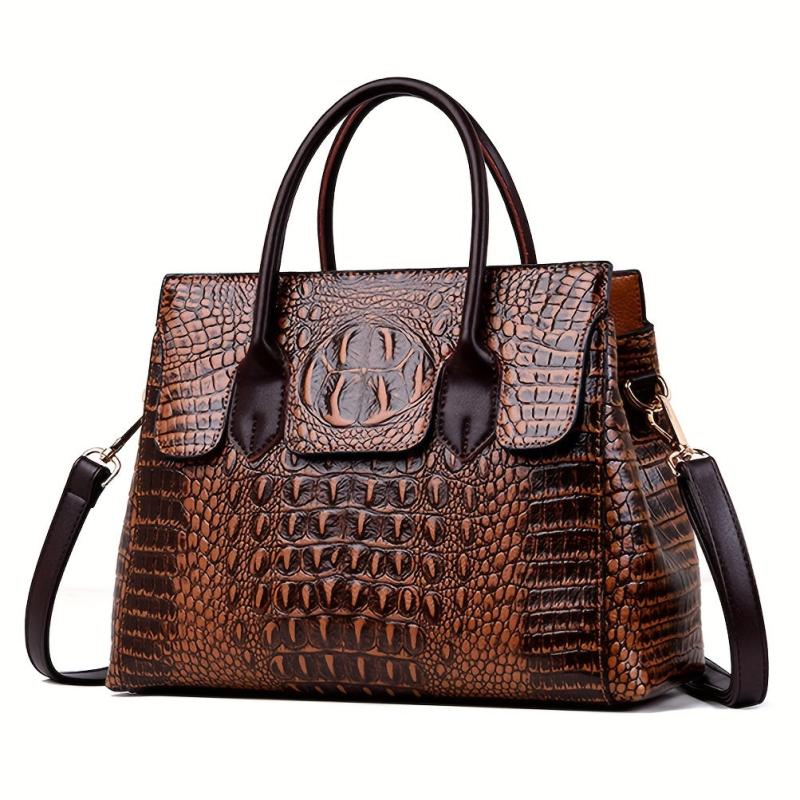 Vintage Crocodile Embossed Tote Bag for Work