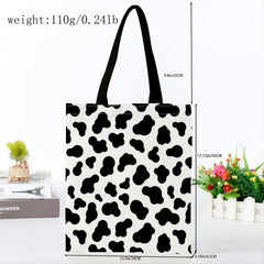 Cow Print Canvas Tote Bag Lightweight Shopping Bag