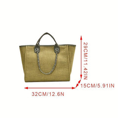 Chain Shoulder Bag Casual Tote Satchel for Work Women Stylish Bag