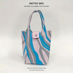 Colorful Crochet Tote Bag Women's Handbag