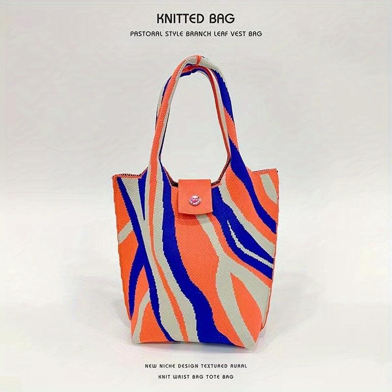 Colorful Crochet Tote Bag Women's Handbag