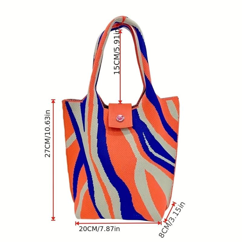 Colorful Crochet Tote Bag Women's Handbag