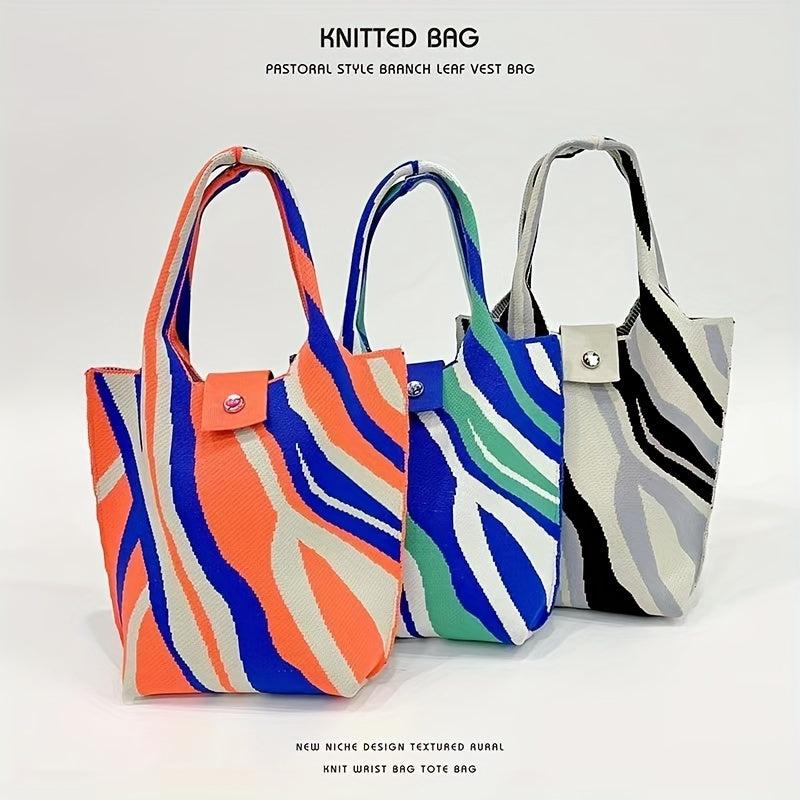 Colorful Crochet Tote Bag Women's Handbag