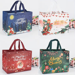 4PCS Christmas Gift Bags Tote Bags With Handles Non Woven
