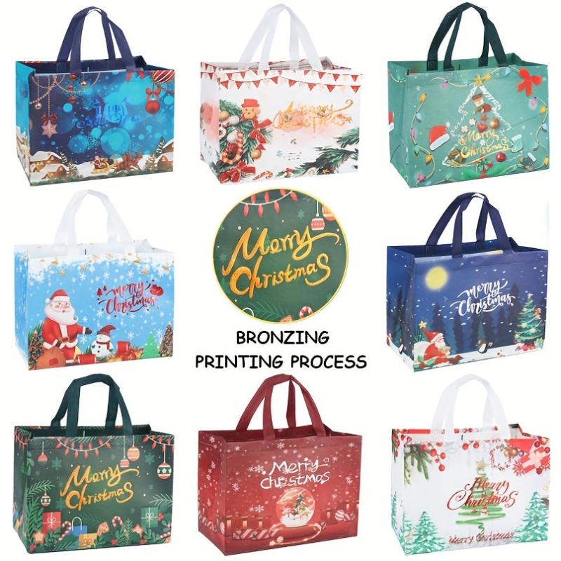 4PCS Christmas Gift Bags Tote Bags With Handles Non Woven