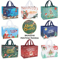 4PCS Christmas Gift Bags Tote Bags With Handles Non Woven