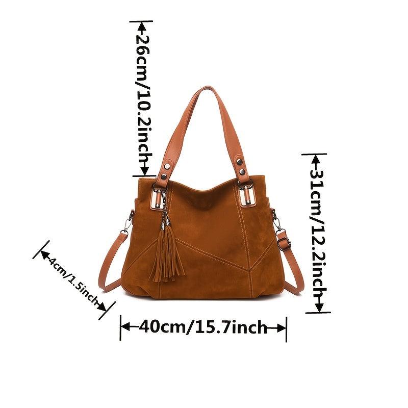 Tassel Decor Tote Bag Handbag Women's Casual Shoulder Bag