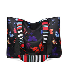Colorblock Dot Print Tote Bag Large Butterfly Shoulder Bag