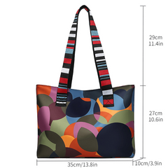 Colorblock Dot Print Tote Bag Large Butterfly Shoulder Bag