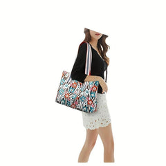 Colorblock Dot Print Tote Bag Large Butterfly Shoulder Bag